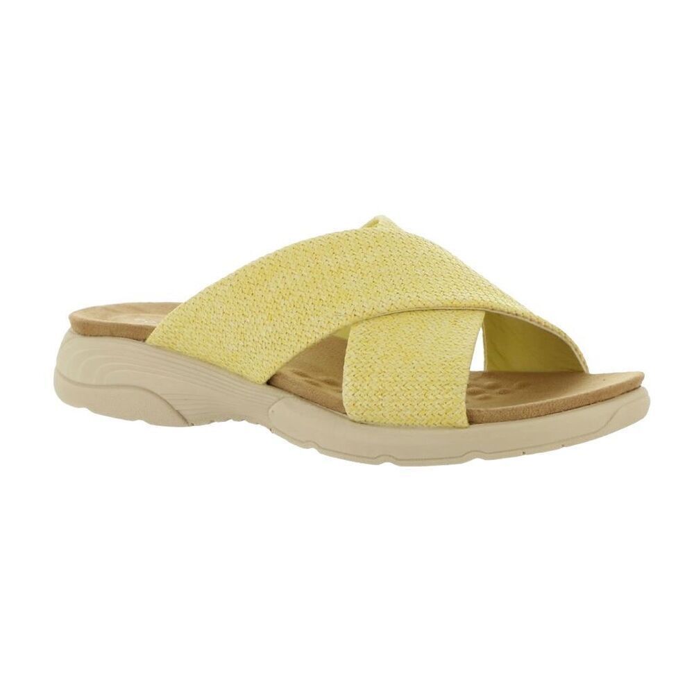 NEW Easy Spirit Womens Taite 2 Yellow Woven Slip On Comfort Slide Sandals Size 9